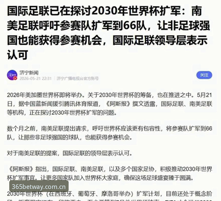 2030世界杯扩军至66队深度评测：中国男足迎来历史机遇